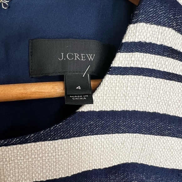 J. Crew | Striped | Scalloped | Shift Dress | Grommets | Navy & Beige | Size 4 - Picture 3 of 7